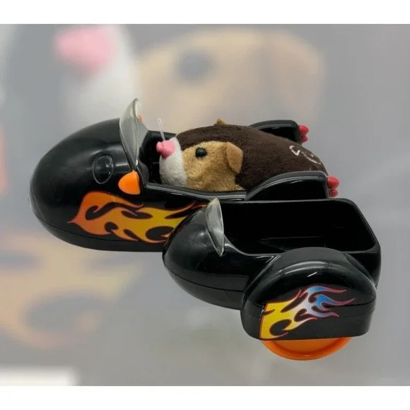 Zhu Zhu Pets Tex Hamster w/ Black Flames Hamcycle & Sidecar Set Interactive Toy - Picture 2 of 15